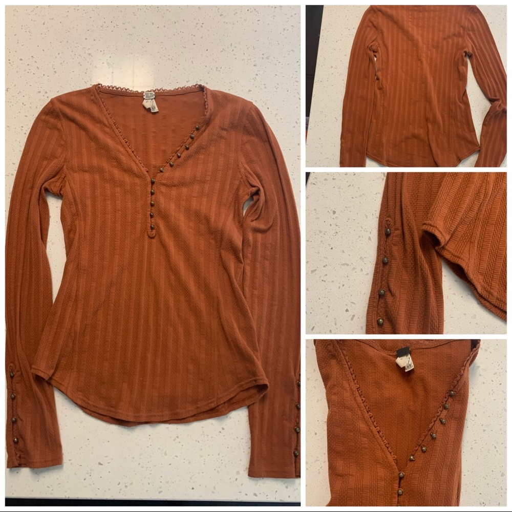 free people brunt orange top